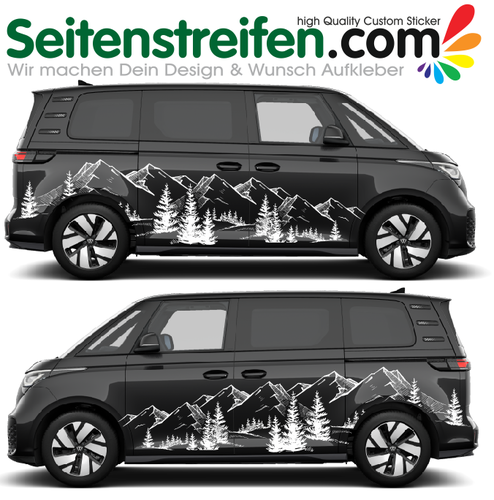 VW ID Buzz / Buzz Cargo - Outdoor Montagne Mountains - Autocollant - sticker set