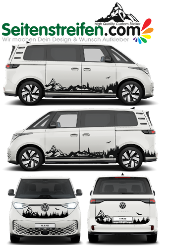 VW ID Buzz / Buzz Cargo - Matterhorn Zermatt Mountain Alps Side Stripes Graphics Decals Sticker Kit