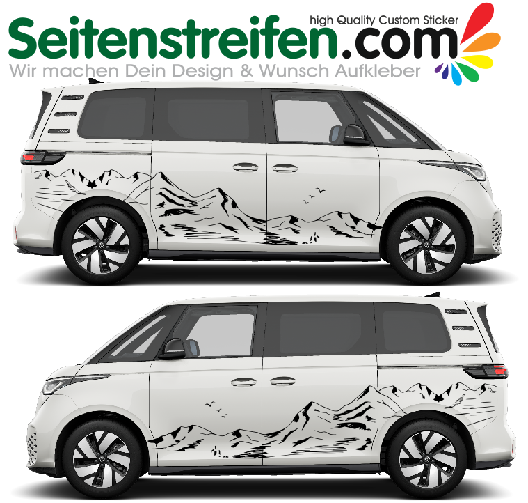 VW ID Buzz / Buzz Cargo - Outdoor Montagna Mountain adesivi strisce laterali adesive auto sticker