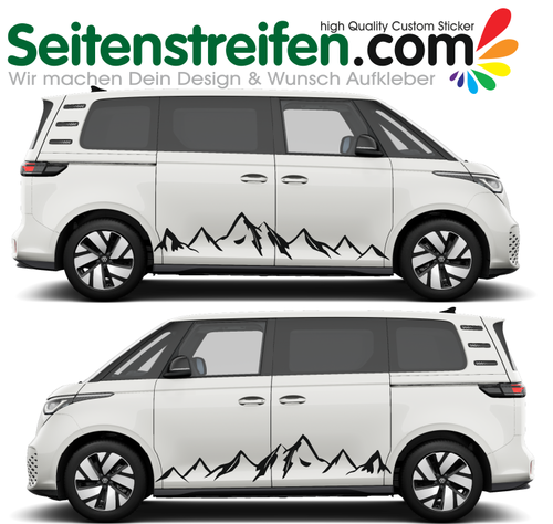 VW ID Buzz / Buzz Cargo - Outdoor Mountain  - Side Stripes Graphics Decals Sticker Kit