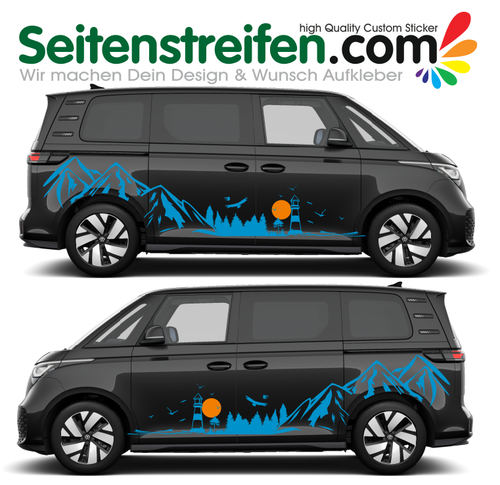 VW ID Buzz / Buzz Cargo - Outdoor Montagna Mountain adesivi strisce laterali adesive auto sticker