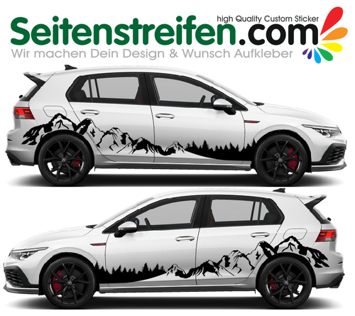 VW Golf / Golf GTI Berge Alpen Wald Outdoor Panorama Aufkleber Dekor Set - 8413
