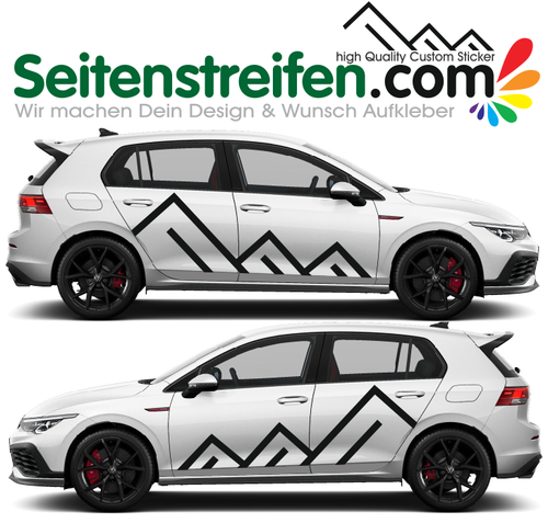 VW Golf / Golf GTI Alpen Berge Seitenstreifen Aufkleber Dekor Set - 8419