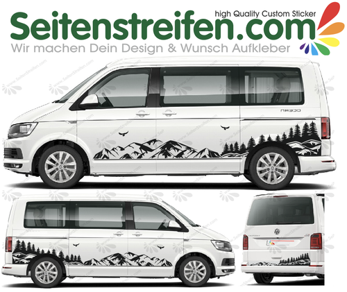 VW T4 T5 T6 montagnes forêt outdoor panorama autocollant ensemble complet