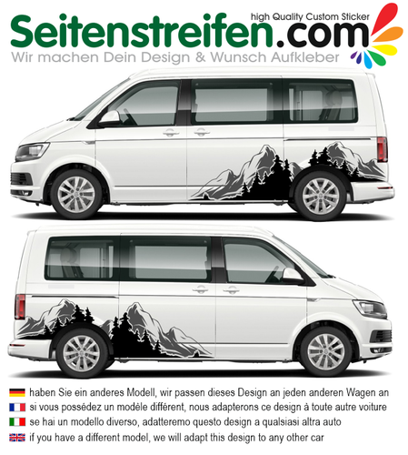 VW T5 T6 -  montagne, alpi, foresta adesivo, adesivi per auto, sticker set