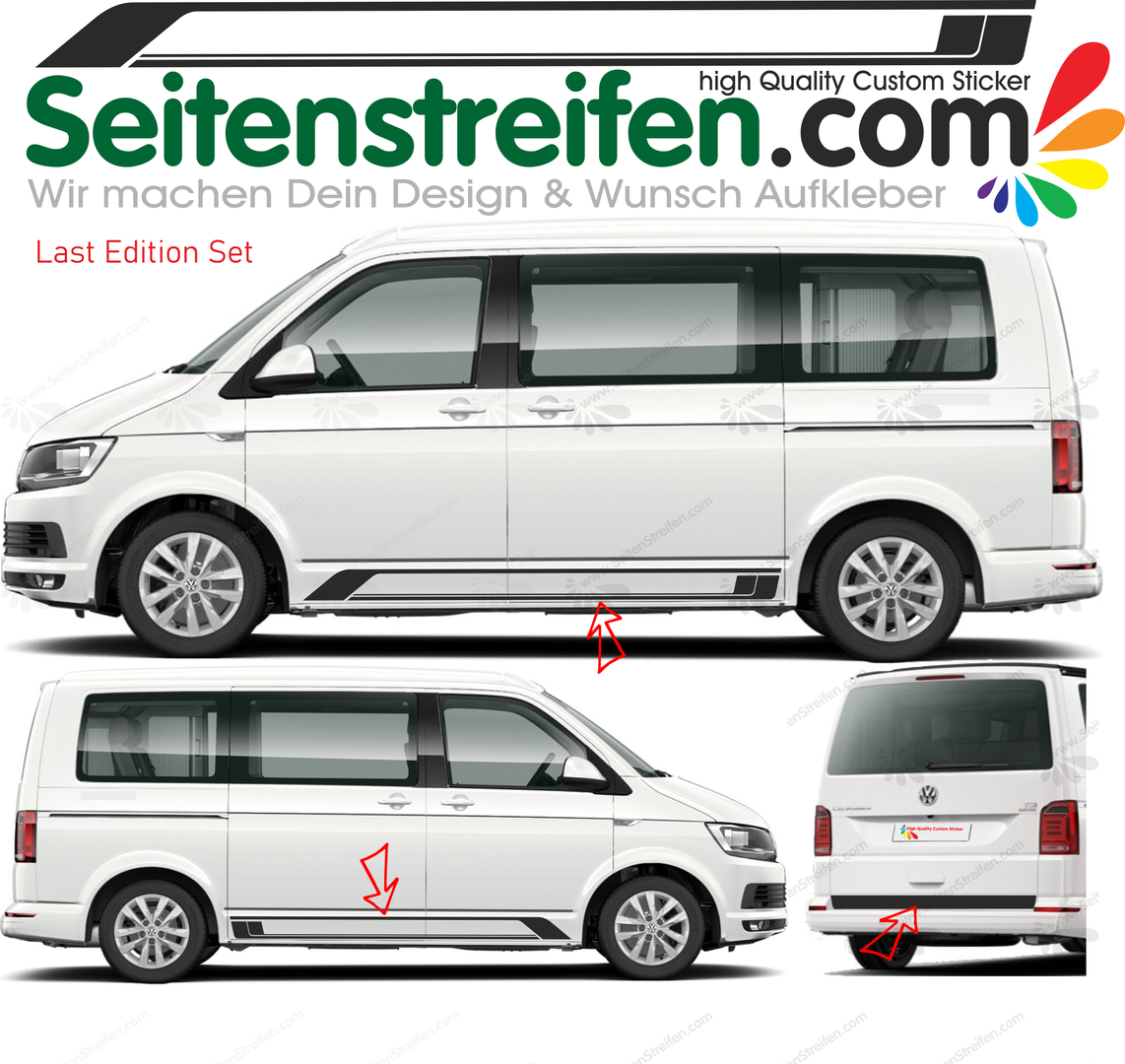 VW Bus T5 T6 - Last Edition - Seitenstreifen Aufkleber Dekor Sticker Set - D9916