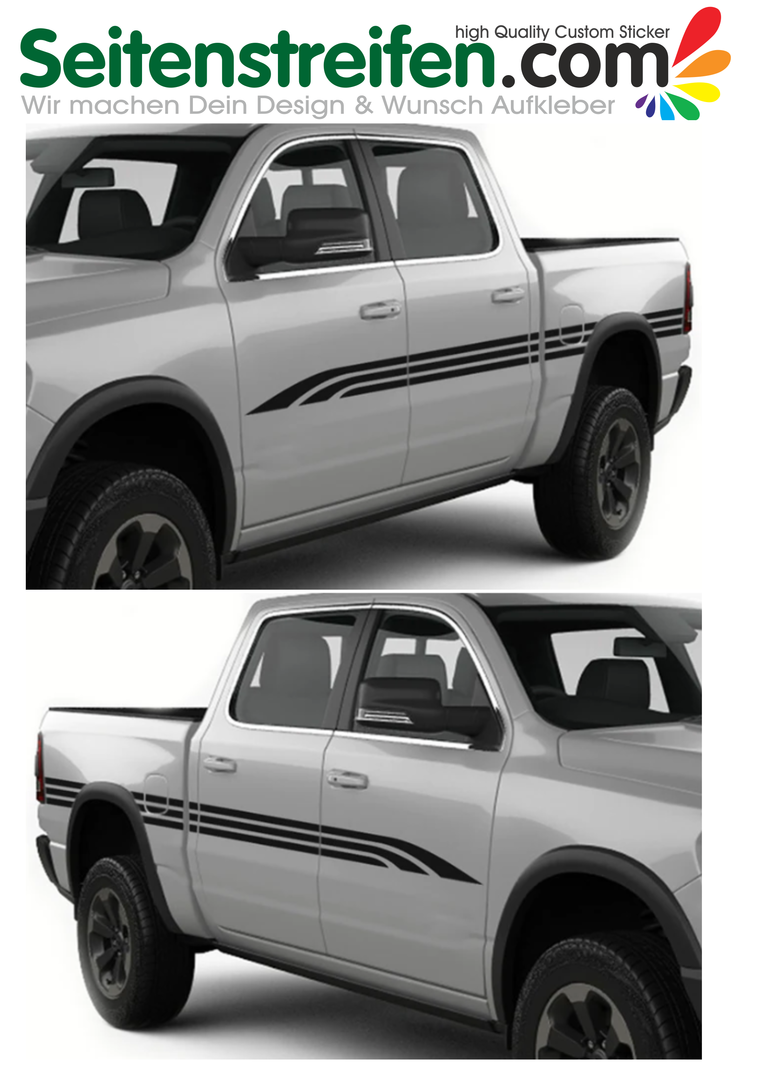 Dodge Ram 1500 - Seitenstreifen Aufkleber Dekor Set - A60027
