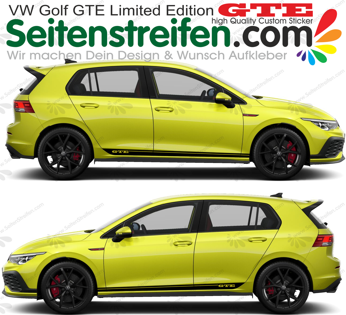 VW Golf GTE Limited Edition - adesivi strisce laterali adesive auto sticker set