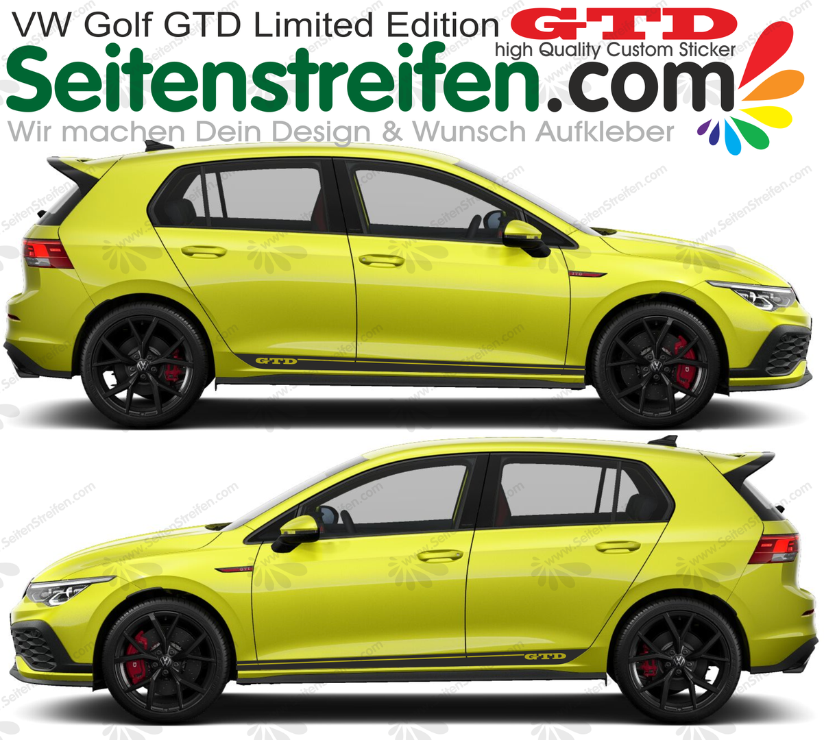 VW Golf GTD Limited Edition - adesivi strisce laterali adesive auto sticker set